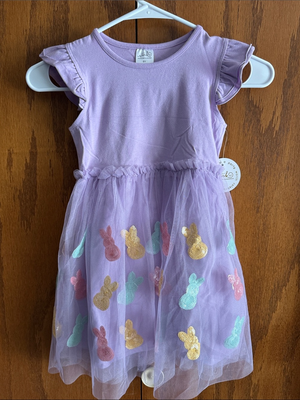 Lavender Bunny Tulle Dress for Girls - Sparkle Appliqué Easter